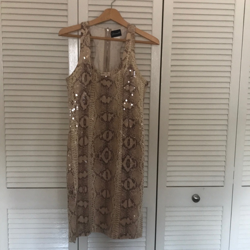 Sequined snake print racer back dress